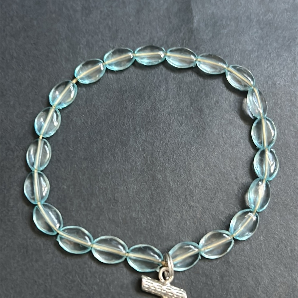 Women’s vintage dainty‎ baby blue/silver beaded cherry charm bracelet one size - Picture 5 of 7